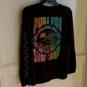 Long Sleeve Pura Vida Top Shirt Tee Surf Camp Size Small Petite Dark Grey